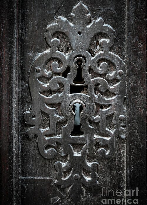Keyhole Greeting Card featuring the photograph Antique door lock by Elena Elisseeva