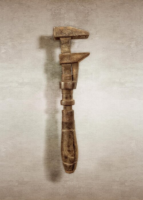 Antique Greeting Card featuring the photograph Antique Hammer Wrench Right Face by YoPedro