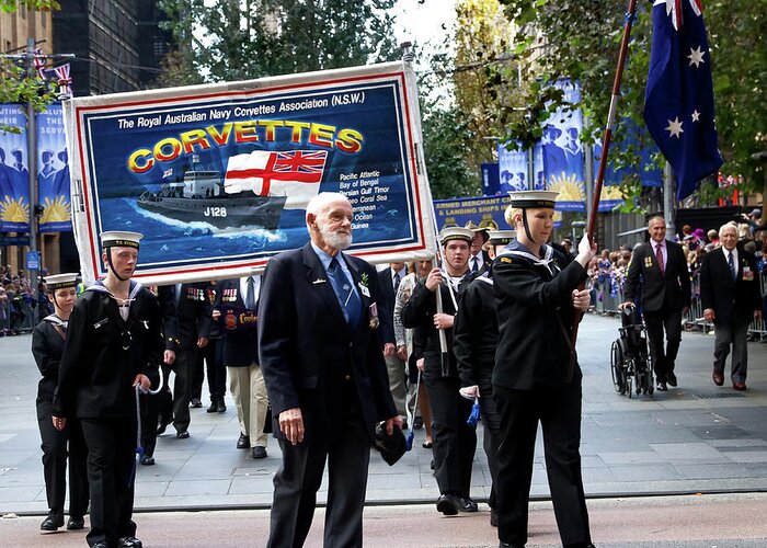 Ran Greeting Card featuring the photograph Anzac Day March - Corvettes by Miroslava Jurcik