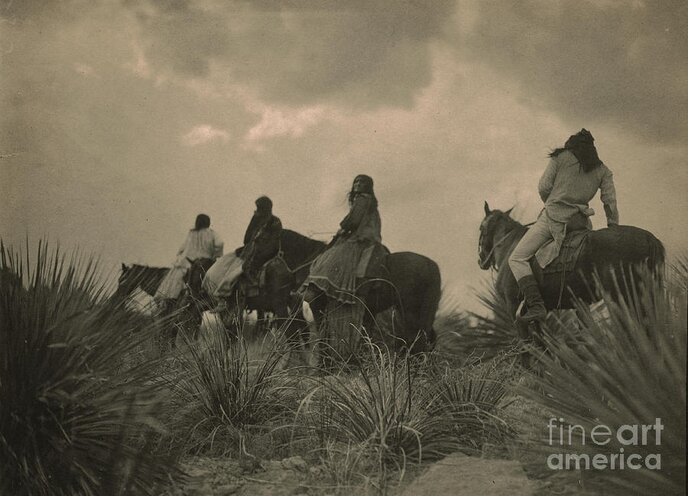 History Greeting Card featuring the photograph Apache Indians By Edward S. Curtis by Science Source