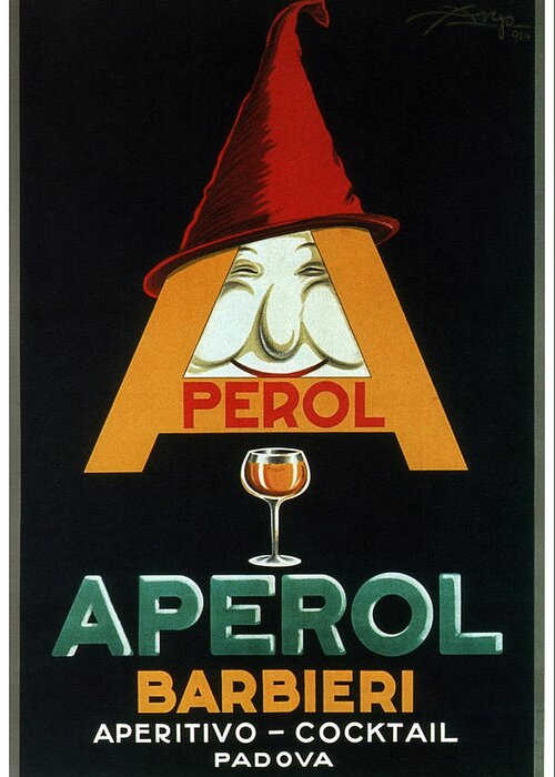 Aperol Barbieri Greeting Card featuring the mixed media Aperol Barbieri - Cocktail Food and Drink Poster - Vintage Advertising Poster by Studio Grafiikka