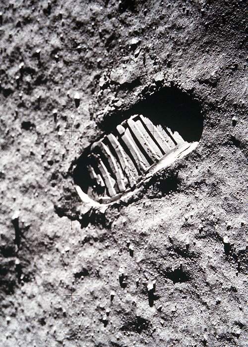 Astronomy Greeting Card featuring the photograph Apollo 11 Footprint on the Moon by NASA Science Source