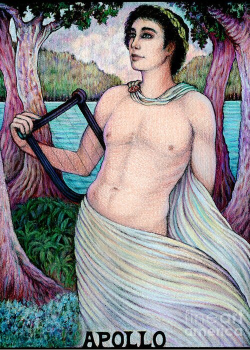 Greek God Greeting Card featuring the drawing Apollo by Debra Hitchcock