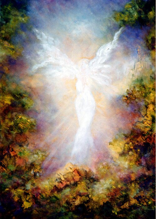 Angel Greeting Card featuring the painting Apparition II by Marina Petro
