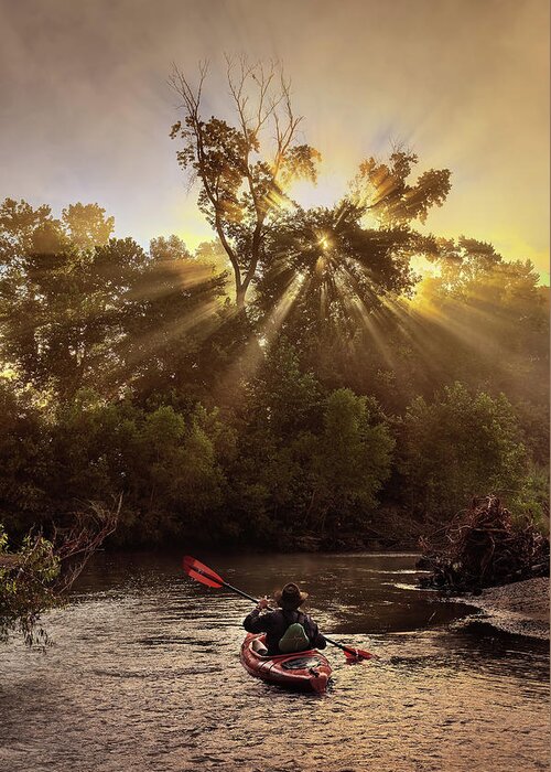 Kayak Greeting Card featuring the photograph Apparition on the Bourbeuse by Robert Charity