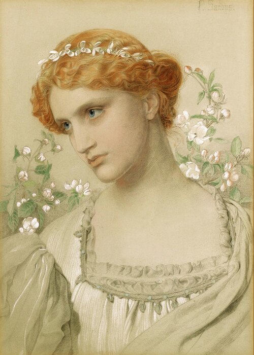 Frederick Sandys Greeting Card featuring the painting Apple Blossom by Frederick Sandys