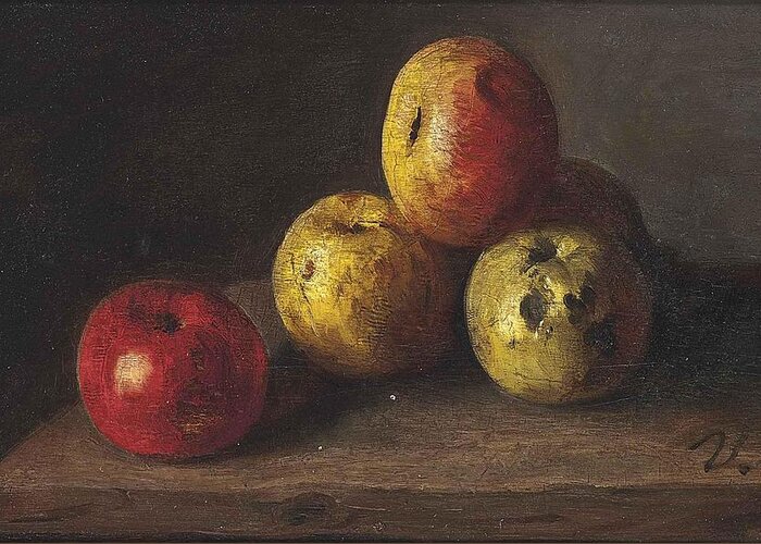 Antoine Vollon Greeting Card featuring the painting Apples by Antoine Vollon