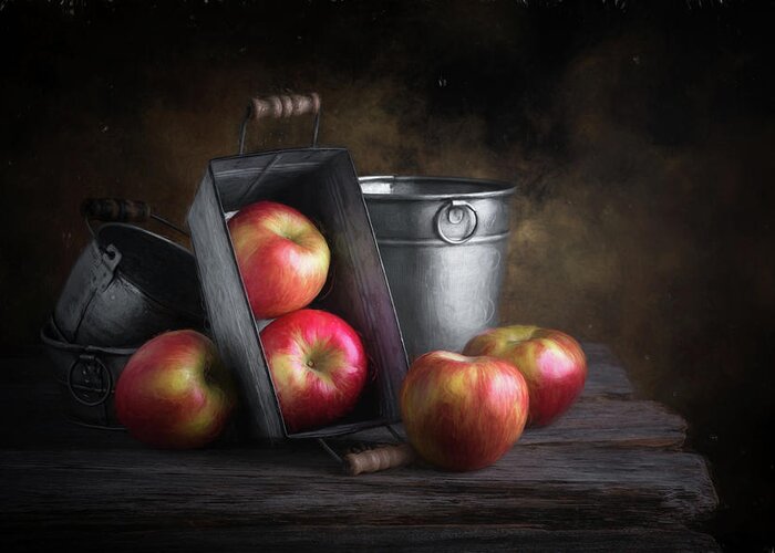 Apple Greeting Card featuring the photograph Apples with Metalware by Tom Mc Nemar