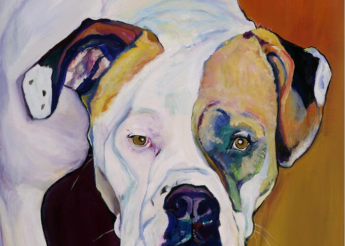 Pet Portraits Greeting Card featuring the painting Apprehension by Pat Saunders-White