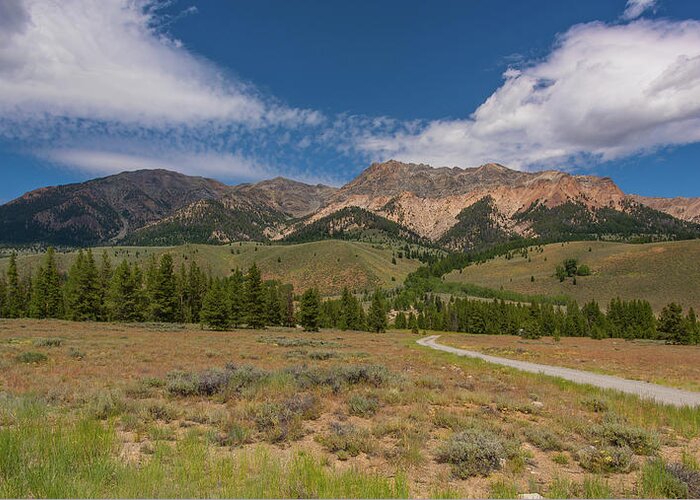 Brenda Jacobs Fine Art Greeting Card featuring the photograph Approaching the Sawtooth Mountains by Brenda Jacobs