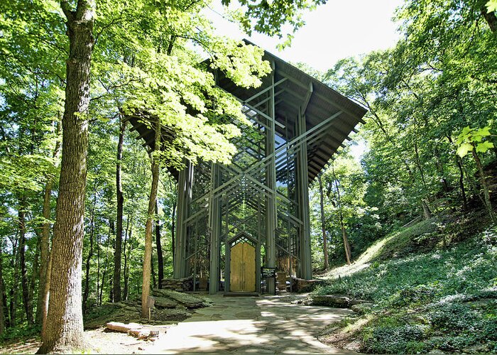 Approaching Thorncrown Chapel Greeting Card featuring the photograph Approaching Thorncrown Chapel by Cricket Hackmann