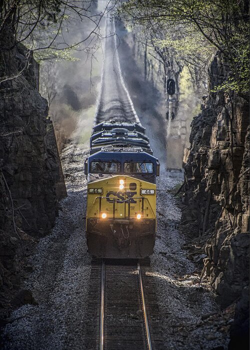 Csx Railroad Greeting Card featuring the photograph April 4. 2015 - CSX Loaded coal train T087 by Jim Pearson