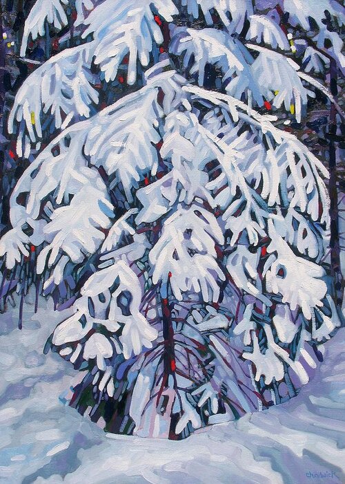 Spruce Greeting Card featuring the painting April Snow by Phil Chadwick