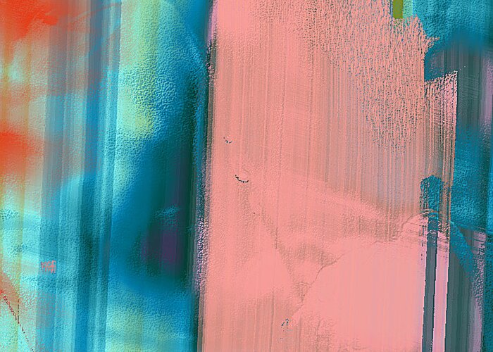 Ebsq Greeting Card featuring the digital art Aqua Pink Abstract by Dee Flouton