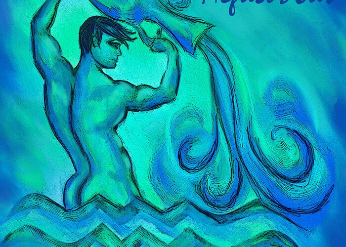 Aquarius Greeting Card featuring the painting Aquarius by Tony Franza