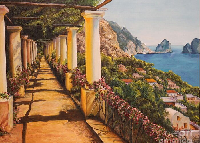 Italy Paintings Greeting Card featuring the painting Arbor Walk in Capri by Charlotte Blanchard
