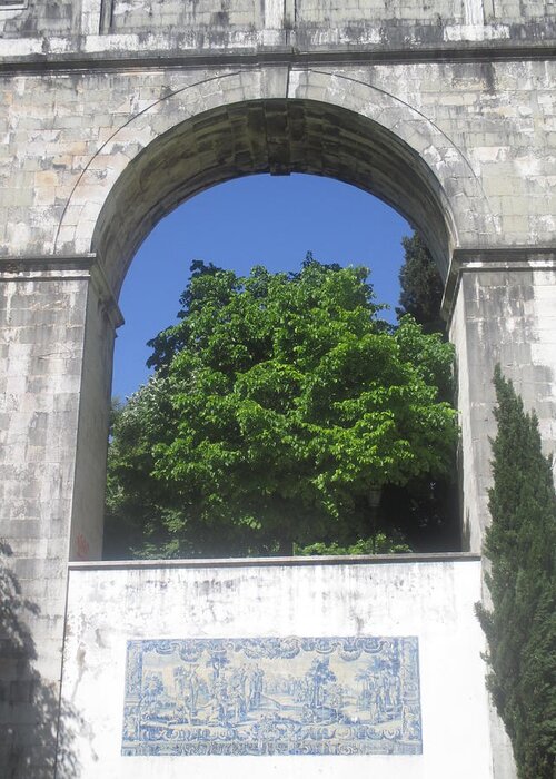 Arc Greeting Card featuring the photograph arc in the amoreiras garden in Lisbon by Anamarija Marinovic