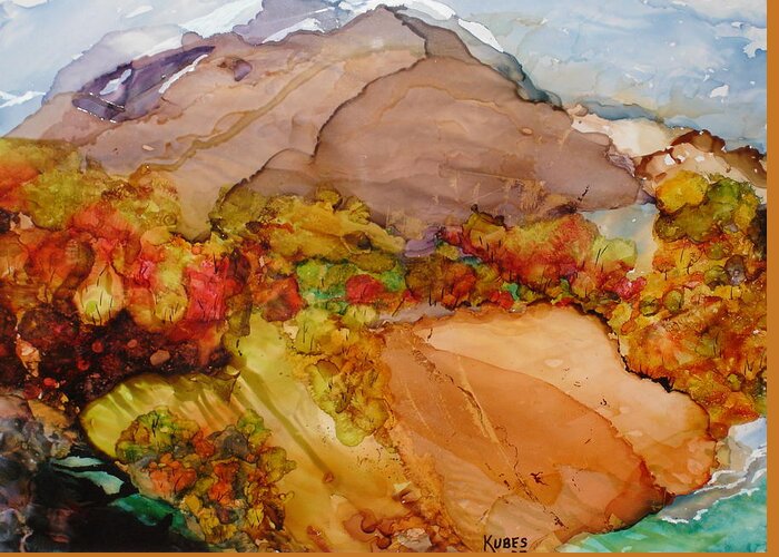 Mountain Greeting Card featuring the painting Arcadia 2 by Susan Kubes
