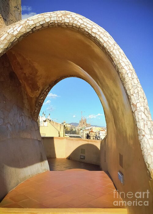 Casa Mila Greeting Card featuring the photograph Arch on the Rooftop of The Casa Mila by Colleen Kammerer
