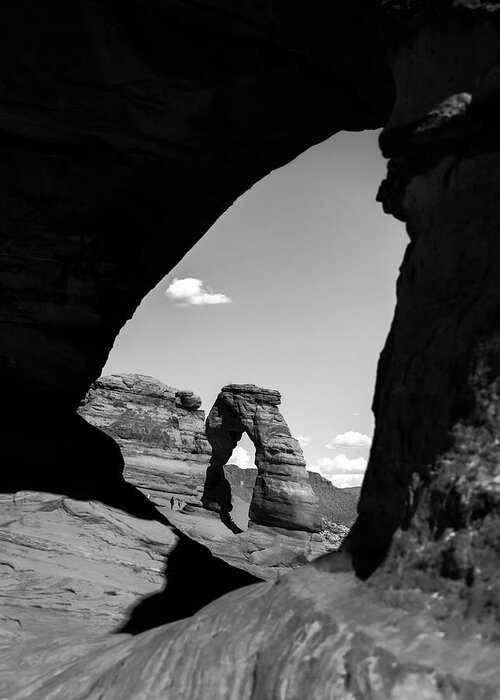 America Greeting Card featuring the photograph Arches National Park - Delicate Arch Black and White by Gregory Ballos