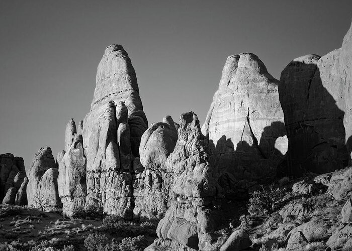 Arches Greeting Card featuring the photograph Arches NP II BW by David Gordon