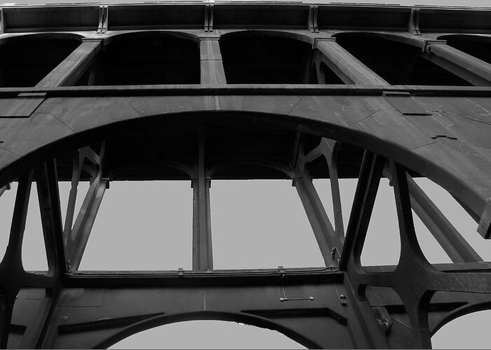 Oregoncoast Greeting Card featuring the photograph Arches of the Bridge BW by Cathy Anderson