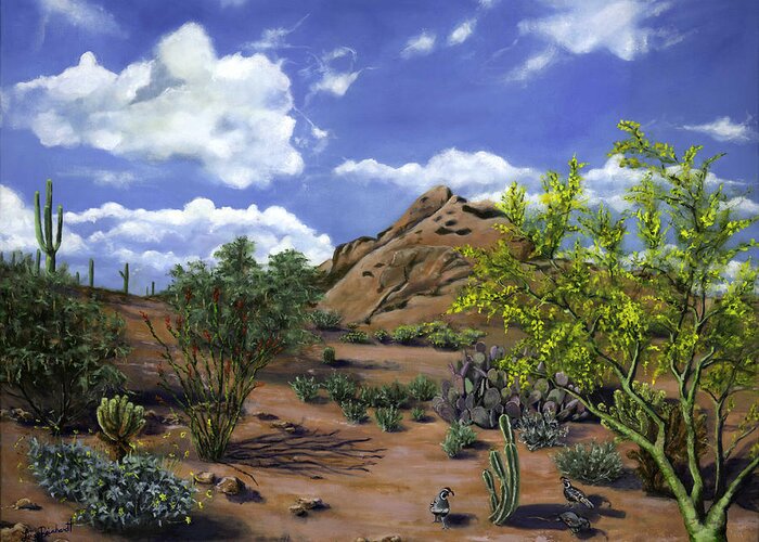 Desert Greeting Card featuring the painting Arizona by Lisa Reinhardt