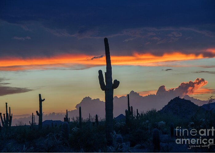 Sunset Greeting Card featuring the photograph Arizona Sunset During Monsoon by Joanne West