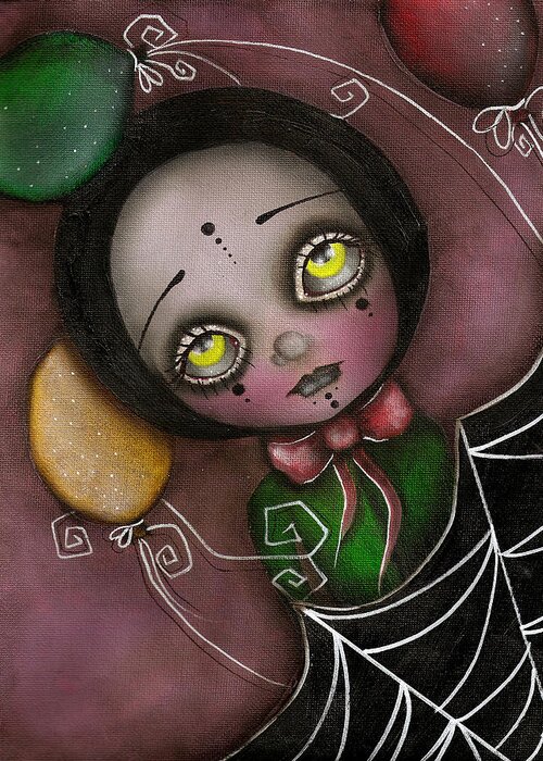 Abril Andrade Griffith Greeting Card featuring the painting Arlequin Clown Girl by Abril Andrade
