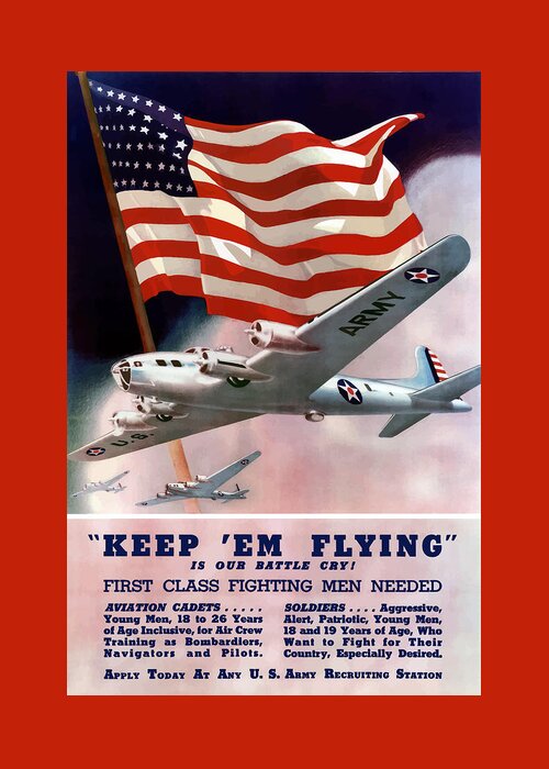 Army Greeting Card featuring the painting Army Air Corps Recruiting Poster by War Is Hell Store