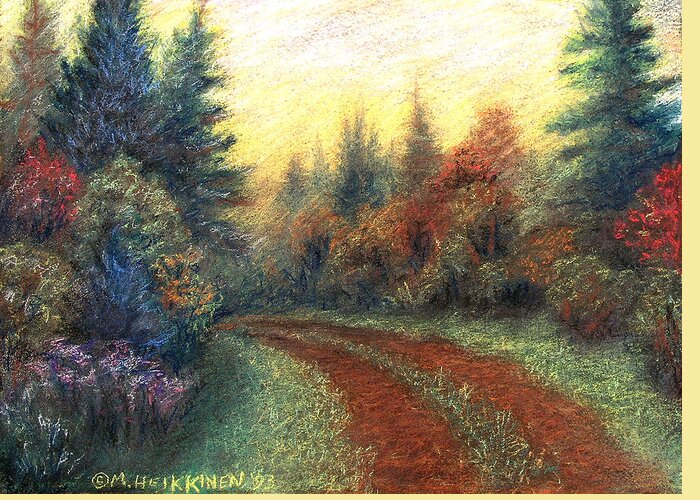 Around Greeting Card featuring the pastel Around The Bend 01 by Michael Heikkinen