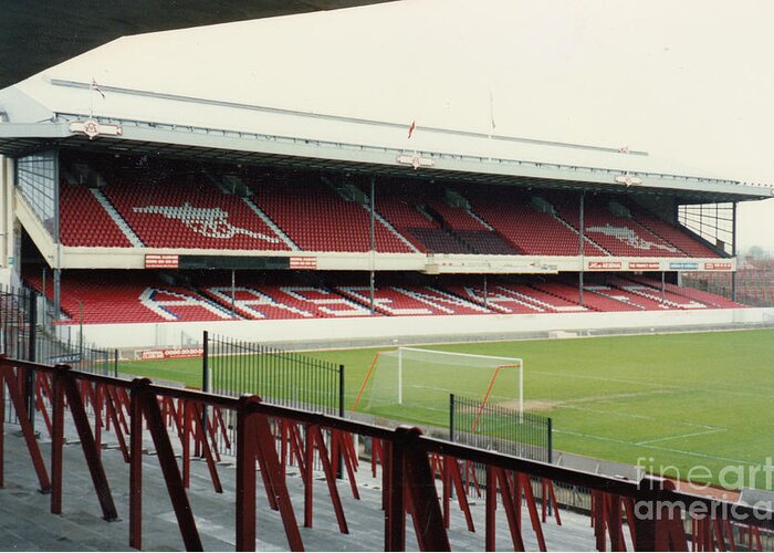 Arsenal Greeting Card featuring the photograph Arsenal - Highbury - West Stand 3 - 1992 by Legendary Football Grounds