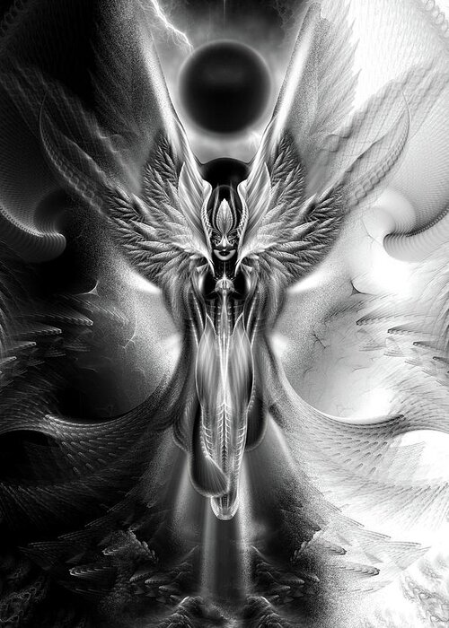 Arsencia Greeting Card featuring the digital art Arsencia The Other Side Of Midnight Fractal Portrait by Rolando Burbon