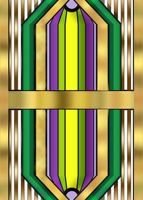 Art Deco 14 Vertical - Chuck Staley Greeting Card featuring the digital art Art Deco 14 Vertical by Chuck Staley