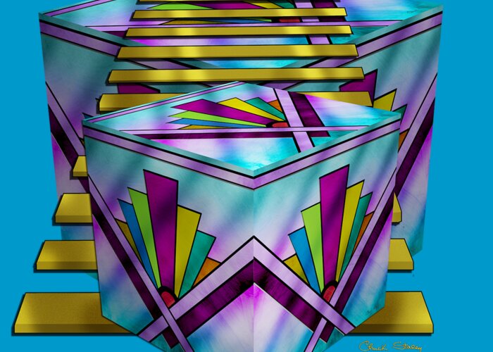 Art Deco Cubes 1 Greeting Card featuring the digital art Art Deco Cubes 1 - Transparent by Chuck Staley