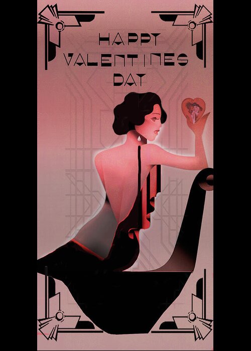 Card Greeting Card featuring the digital art Art Deco Valentine Greeting by Jeff Burgess