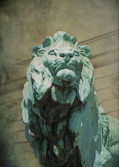 Art Institute Of Chicago Lion Greeting Card featuring the photograph Art Institute of Chicago Lion by Jemmy Archer