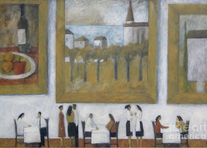 Art. Diners. Restaurant Greeting Card featuring the painting Art Is Long, Life Is Short by Glenn Quist