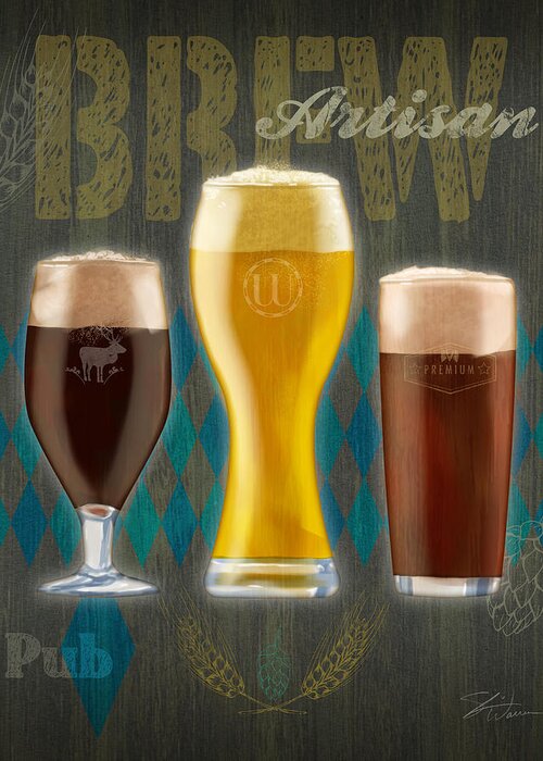 Craft Beer Greeting Card featuring the mixed media Artisan Beer Brew by Shari Warren