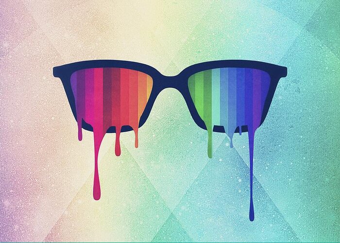 Nerd Greeting Card featuring the digital art Love Wins Rainbow - Spectrum Pride Hipster Nerd Glasses by Philipp Rietz