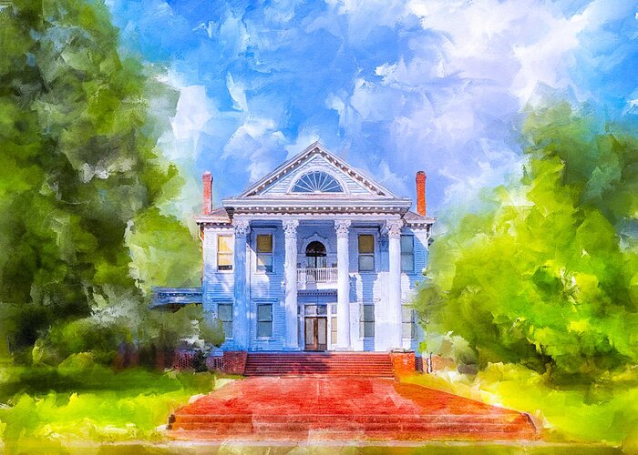 Old Greeting Card featuring the mixed media Gracious Living - Classic Southern Home by Mark E Tisdale
