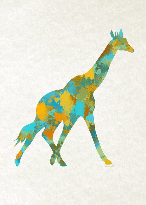Giraffe Greeting Card featuring the mixed media Giraffe Watercolor Art by Christina Rollo