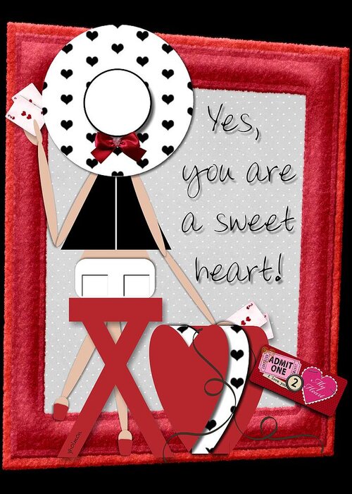 Hearts Greeting Card featuring the digital art Game of Hearts by Yolanda Holmon