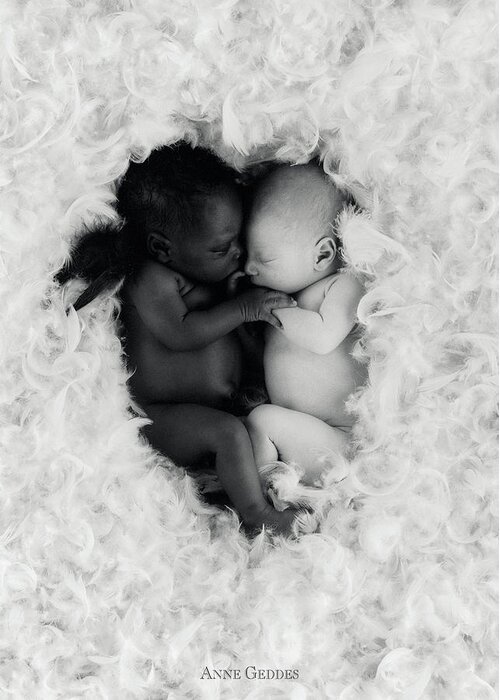 Black And White Greeting Card featuring the photograph Angels by Anne Geddes