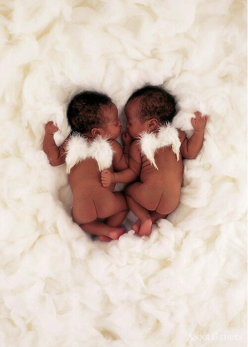 Baby Greeting Card featuring the photograph Alexis and Armani as Angels by Anne Geddes