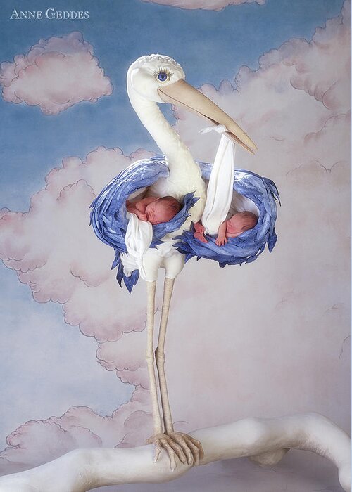 Baby Greeting Card featuring the photograph Mother Stork by Anne Geddes