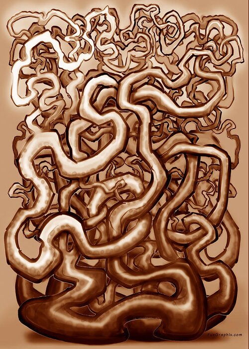 Twisted Greeting Card featuring the digital art Vines of Brown by Kevin Middleton