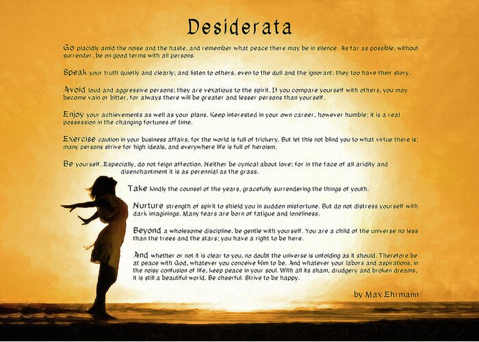 Desiderata Greeting Card featuring the mixed media Desiderata - Child Of The Universe by Mark Tisdale