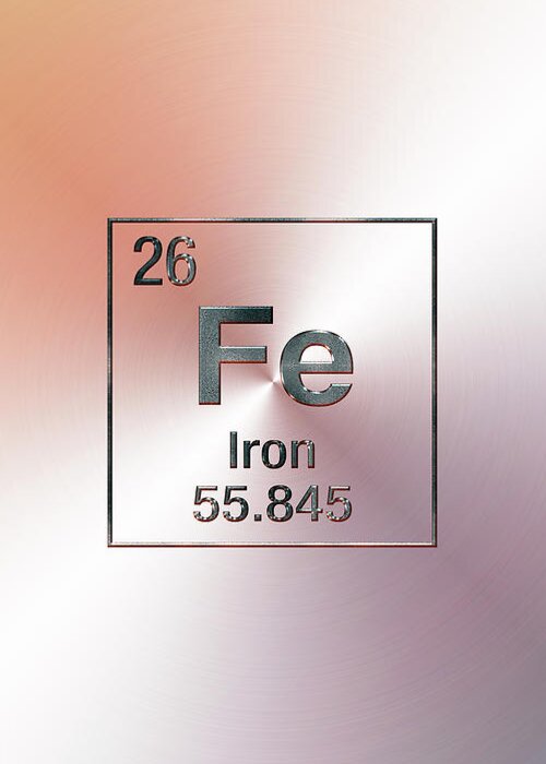 ‘the Elements’ Collection By Serge Averbukh Greeting Card featuring the digital art Periodic Table of Elements - Iron Fe by Serge Averbukh