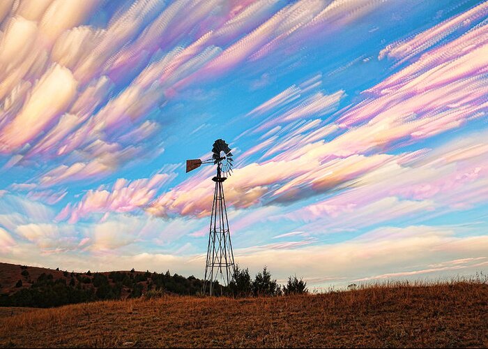 Bill Kesler Photography Greeting Card featuring the photograph Crazy Wild Windmill by Bill Kesler